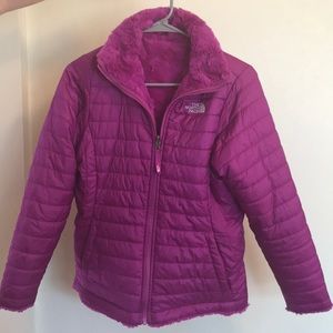 Girls north face reversible moss bud swirl jacket